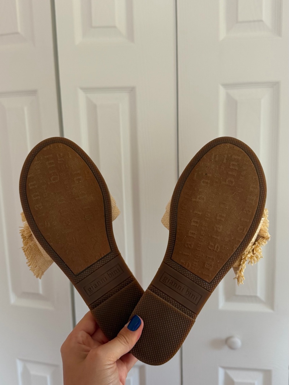 Gianni Bini Natural Raffia Buckle Slide Sandals - Picture 2 of 2